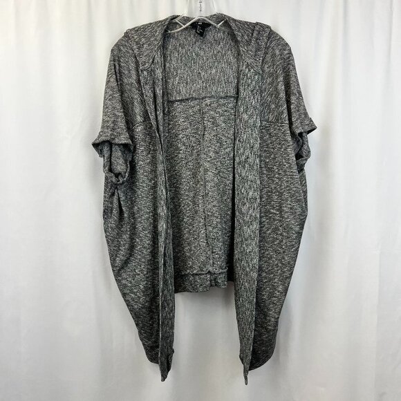 H&M Womens Multicolor Short Sleeve Open Front Hooded Cardigan Sweater Size Small - Picture 1 of 10